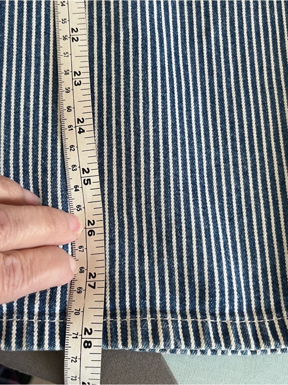 Vintage 90s MANGO Railroad Stripe Denim Pinafore Dress - Made in Canada - Size 7 - Picture 13 of 13